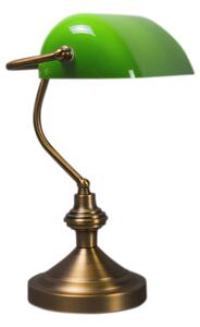Klasická stolná lampa/notárska bronzová so zeleným sklom - Banker