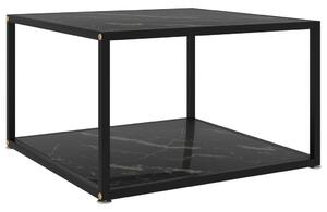 Konferenčný stolík, čierny 60x60x35 cm, tvrdené sklo