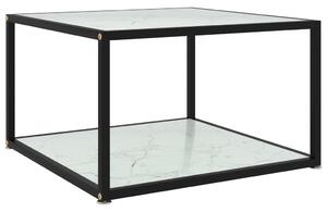 Konferenčný stolík, biely 60x60x35 cm, tvrdené sklo