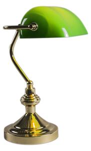 Klasická stolná lampa/notárska mosadz so zeleným sklom - Banker