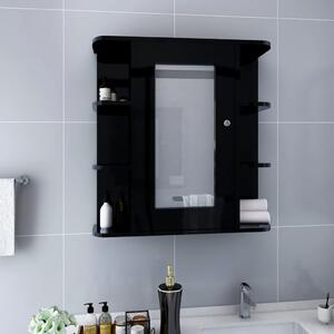 Kúpeľňová skrinka so zrkadlom, čierna 66x17x63 cm, MDF