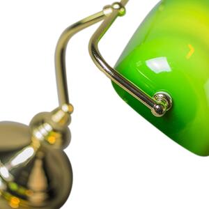 Klasická stolná lampa/notárska mosadz so zeleným sklom - Banker
