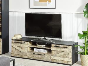 TV stolík svetlé drevo a čierna z drevotriesky 43 cm vidiecky štýl