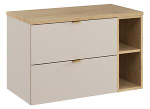 Comad Závěsná skříňka pod umyvadlo Dalia Cashmere Nordic s deskou a regálem 80 cm kašmírová/dub cremona