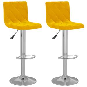 Barové stoličky 2 ks horčicovo-žlté zamatové