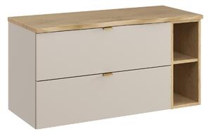 Comad Závěsná skříňka pod umyvadlo Dalia Cashmere Nature s deskou a regálem 100 cm kašmír/dub cremona