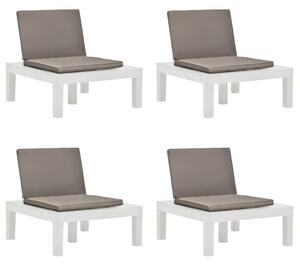 Záhradné stoličky s podložkami 4 ks plast biele