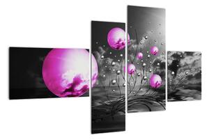 Abstraktný obraz - fialové gule (Obraz 110x70cm)