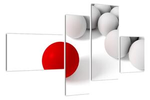 Červená guľa medzi bielymi - abstraktný obraz (Obraz 110x70cm)
