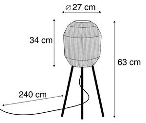 Orientálna stolová lampa čierna s lanom - Riki
