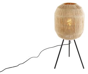 Orientálna stolová lampa čierna s lanom - Riki