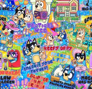 Metráž Teplákovina digital - Bluey a priatelia mix II