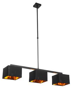 Moderná závesná lampa čierna so zlatom 88 cm 3-svetlo - VT 3