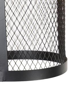 Priemyselná závesná lampa čierna s dreveným 3-svetlom - Cage Robusto