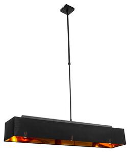 Moderné závesné svietidlo čierne so zlatým 90 cm 3-svetlom - VT 1
