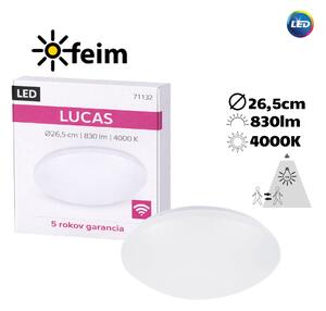 RABALUX 71132 Lucas stropné svietidlo so senzorom LED D265mm 12W/830lm 4000K IP44 biela