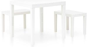 Záhradný stôl s 2 lavičkami plastový biely