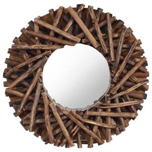 Nástenné zrkadlo 40 cm teakové drevo okrúhle