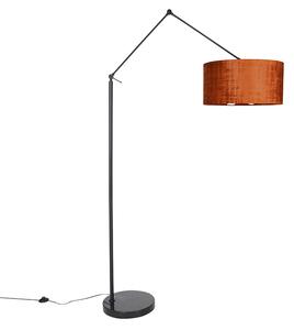 Moderná stojaca lampa čierne ľanové tienidlo oranžové 50 cm - Redaktor