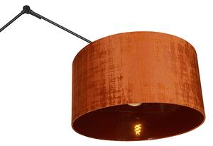 Moderná stojaca lampa čierne ľanové tienidlo oranžové 50 cm - Redaktor