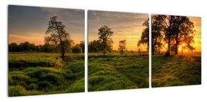 Západ slnka v krajine, obrazy (Obraz 90x30cm)