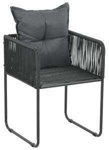 Vonkajšie stoličky s vankúšmi 6 ks polyratan čierne