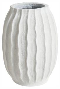 Kvetináč biela cement sklolaminát 35 x 49 cm okrúhly tvar drážkovaný povrch moderný štýl interiér exteriér