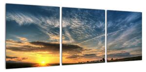 Západ slnka na poli - moderný obraz (Obraz 90x30cm)