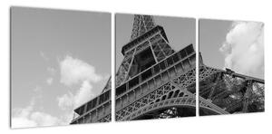 Čiernobiely obraz Eiffelovej veže (Obraz 90x30cm)