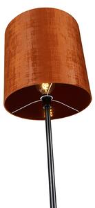 Stojacia lampa čierny velúrový odtieň oranžová 40 cm - Simplo