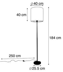 Klasická stojanová lampa čierne látkové tienidlo kvety 40 cm - Simplo
