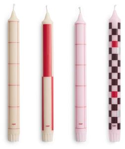 Sviečka Pattern Candle Reds and Bordeaux – set 4 ks
