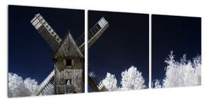 Veterný mlyn v zimnej krajine - obraz (Obraz 90x30cm)