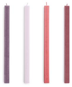 Sviečka Square Candle Reds and Bordeaux – set 4 ks