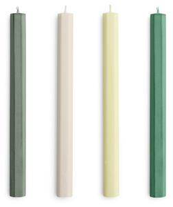 Sviečka Hexagon Candle Greens and Whites – set 4 ks