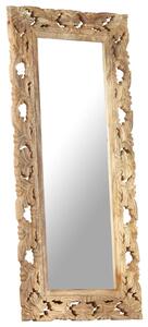Ručne vyrezávané zrkadlo hnedé 110x50 cm masívne mangovníkové drevo