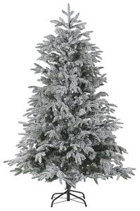 Umelý vianočný stromček biely PVC kovový podstavec 210 cm zasnežené vetvy škandinávsky štýl