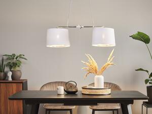 Závesná lampa biele kovové 2-plameňové látkovej odtiene v tvare bubna Minimalistický dizajn, vintage štýl pre obývaciu izbu, spálňu a jedáleň