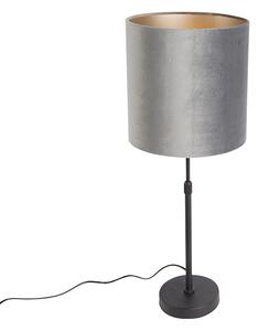 Moderná stolná lampa čierna látkové tienidlo sivá 25 cm nastaviteľná - Parte