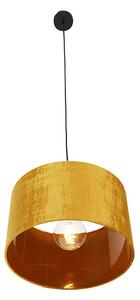 Moderná závesná lampa čierna s odtieňom žltá 35 cm - Combi