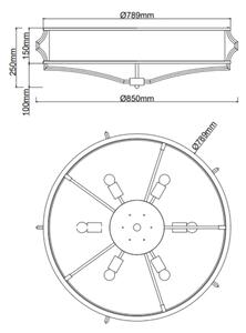 Open Design OR84443 - Stropné svietidlo STESSO 6xE27/12W/230V priemer 85 cm mosadz/biela