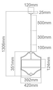 Open Design OR80926 - Závesné svietidlo na tyči STESSO 4xE27/15W/230V, priemer 42 cm, mosadz/biela