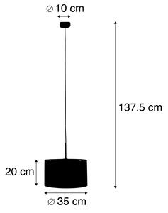Moderná závesná lampa čierna s odtieňom žltá 35 cm - Combi