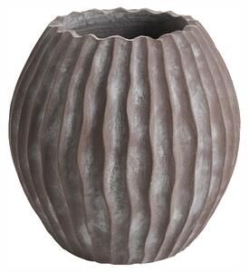 Kvetináč hnedý cement sklolaminát 43 x 42 cm okrúhly tvar drážkovaný povrch moderný štýl interiér exteriér