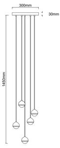 Open Design OR85518 - LED luster na lanku BOLICINA 5xLED/5W/230V zlatá/čierna