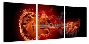 Obraz horiace gitara (Obraz 90x30cm)