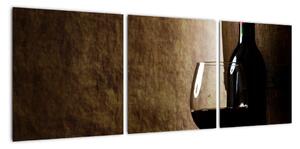 Fľaša vína - moderný obraz (Obraz 90x30cm)