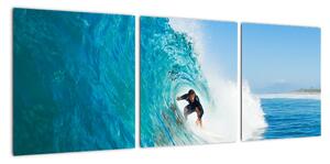 Surfer na vlne - moderný obraz (Obraz 90x30cm)