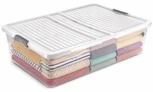 Úložný box s vekom a kolieskami pod posteľ, KEEEPER CLIPBOX LEO 53L, 77 x 58 x 16 cm
