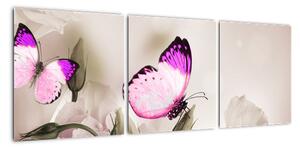 Motýľ na kvetine - obraz (Obraz 90x30cm)
